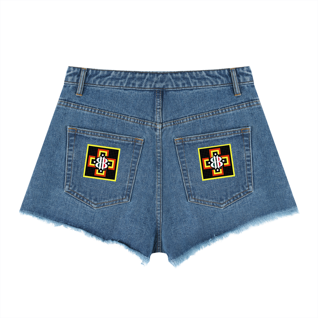 BOOJI ITALY "LOVE ROSE" LOGO WOMENS VINTAGE WASH HIGH RISE SHORTS