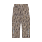 BOOJI ITALY FLY DENIM MFR. COLLECTION MEN'S LEOPARD PATTERN WIDE LEG JEANS