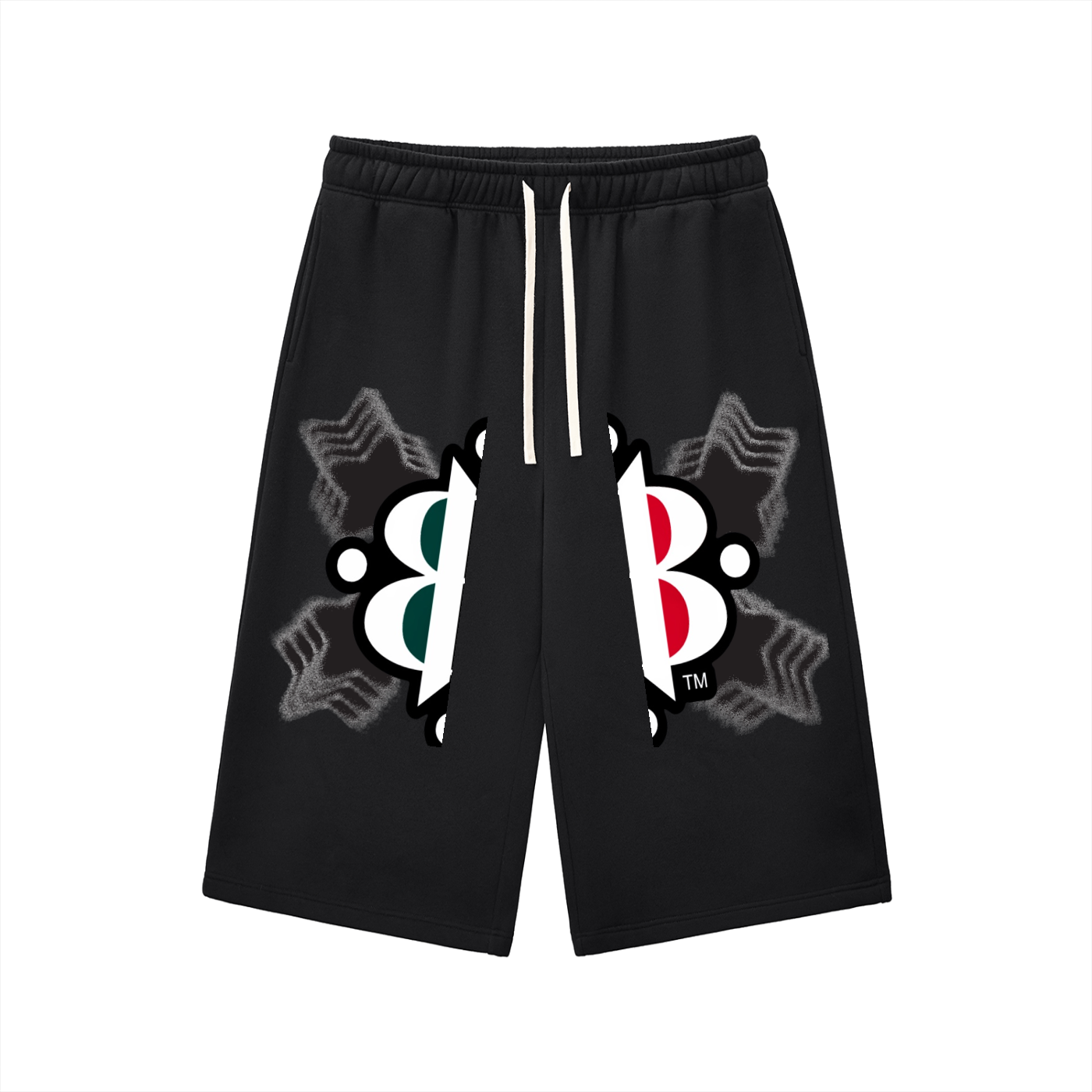 BOOJI ITALY STARS LOGO MULTIPLIED DRAWSTRING 3/4 SWEATSHORTS