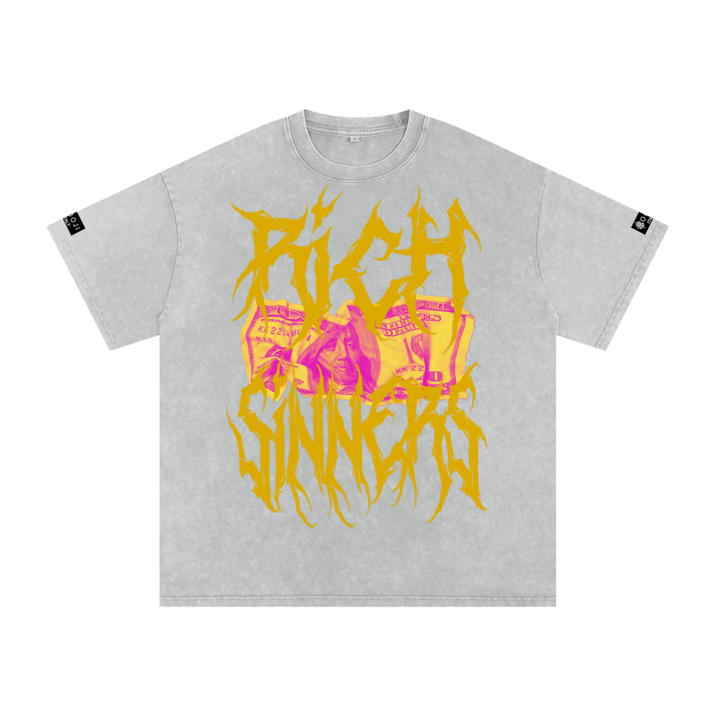 BOOJI ITALY "RICH SINNERS-REAL IS RARE" SNOW WASHED T-SHIRT