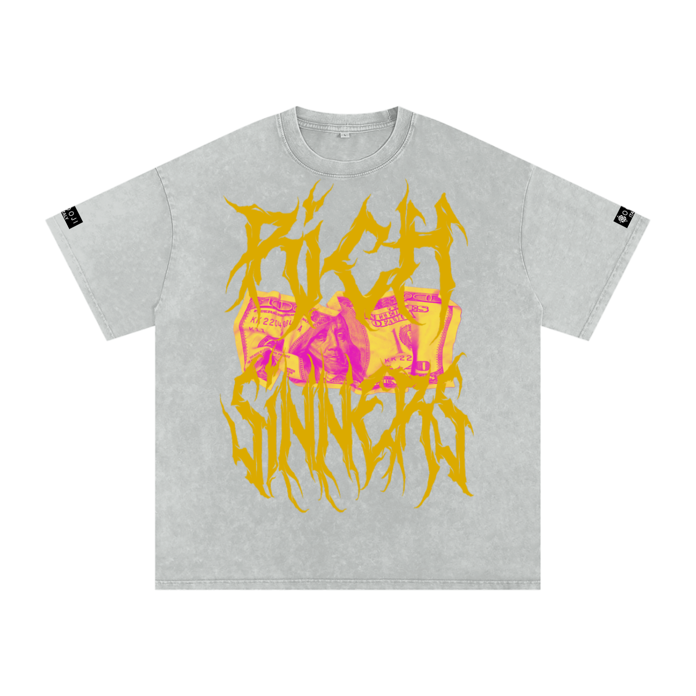 BOOJI ITALY "RICH SINNERS-REAL IS RARE" SNOW WASHED T-SHIRT