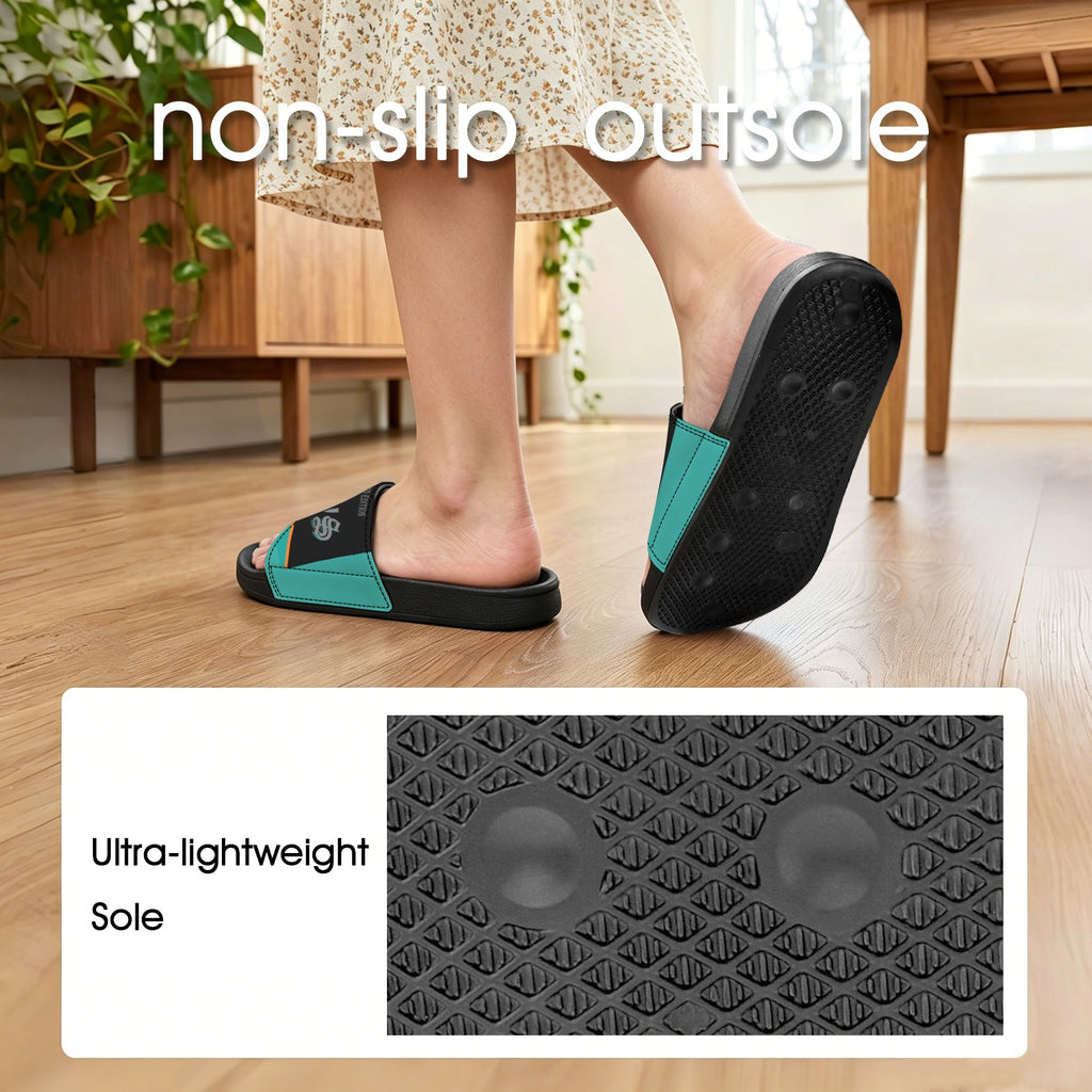 BOOJI ITALY SK8R'S COLLECTION WOMEN'S BLACK SOLE TEAL SLIDES