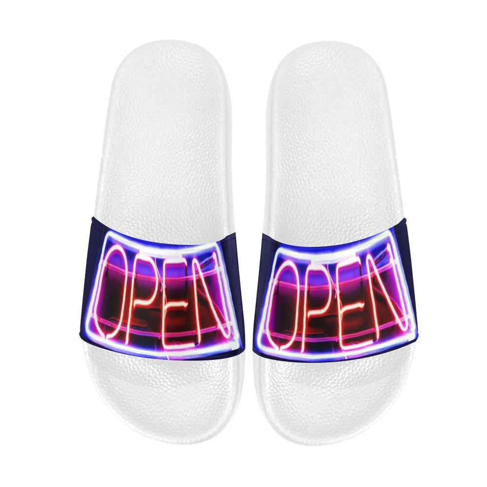 BOOJI ITALY OPEN SIGN COLLECTION DOUBLED MEN'S WHITE SOLE SLIDES