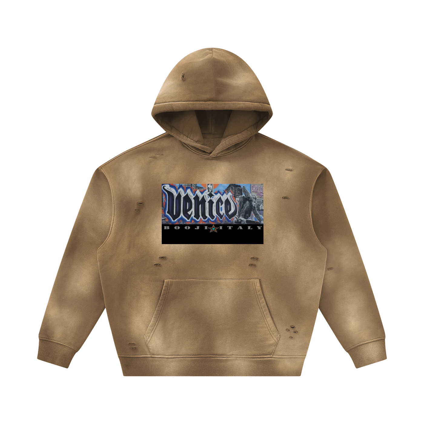 BOOJI ITALY SK8R'S COLLECTION SUNFADED DISTRESSED FLEECE HOODIE
