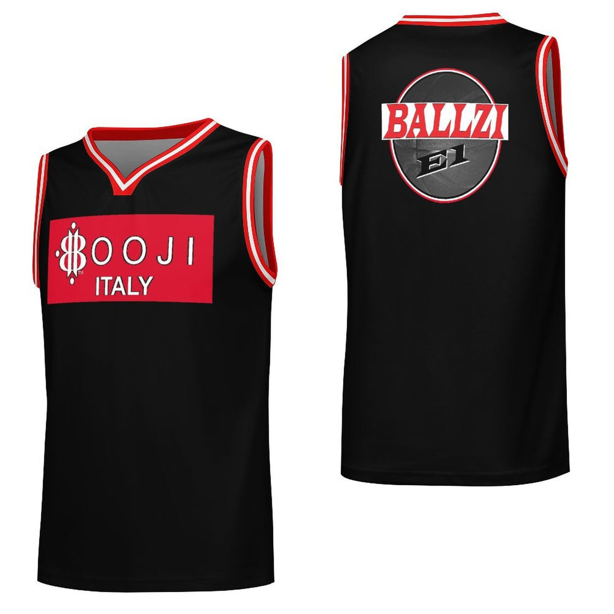 BOOJI ITALY BALLZI E1 COLLECTION MEN'S BLACK ON WHITE MATCHING 2PC BASKETBALL SET
