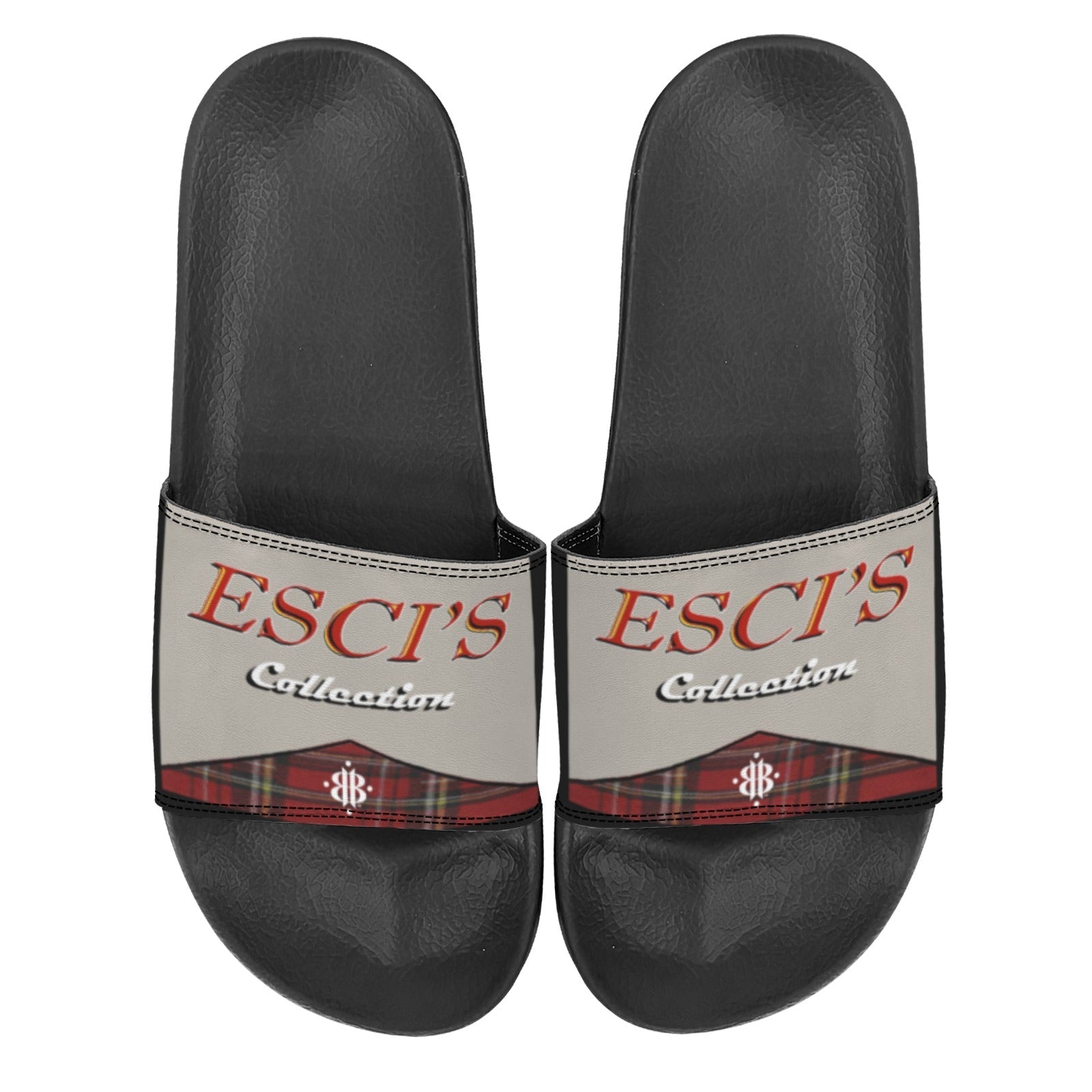 BOOJI ITALY ESCI'S COLLECTION LOGO MEN'S BLACK SOLE SLIDES