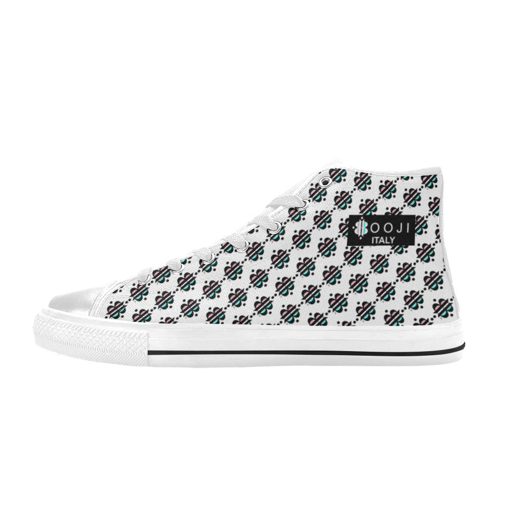 BOOJI INVERTED LOGO FLAG DOUBLE WHITE Men's High Top Canvas Shoes (Model 017)
