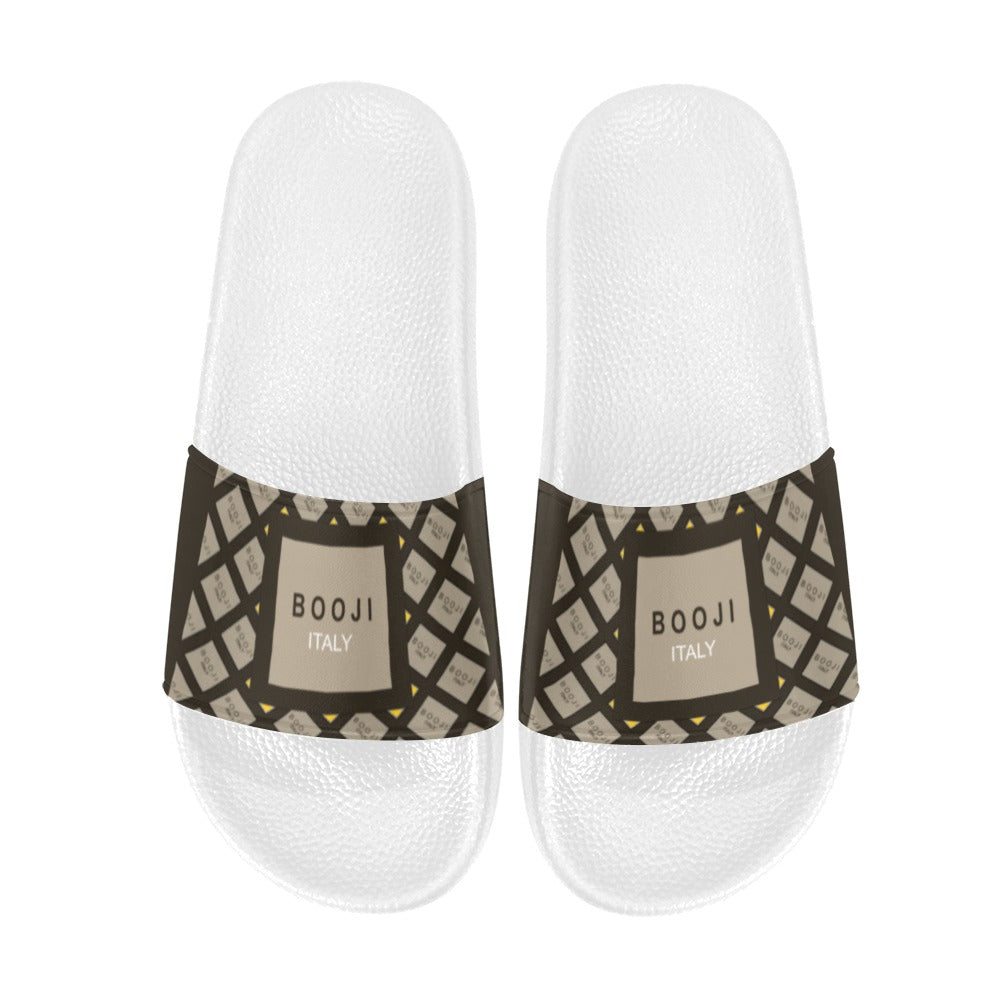 BOOJI ITALY GRAIL'S COLLECTION PATTERN MEN'S WHITE SOLE SLIDES