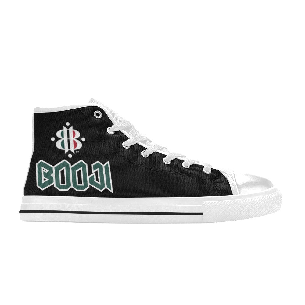 BOOJI LOGO ITALIAN FLAG WHITE Men's High Top Canvas Shoes (Model 017)