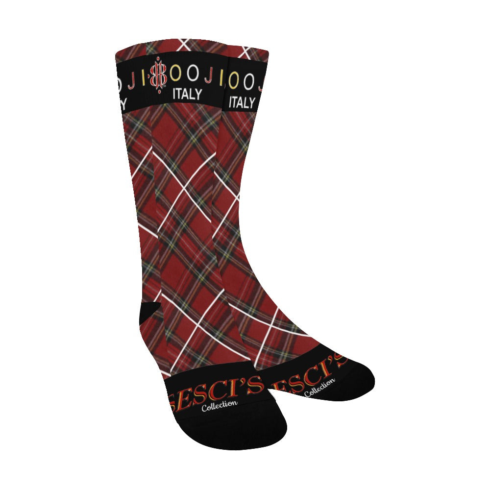 BOOJI ITALY ESCI'S COLLECTION MEN'S PLAID BLACK TUBE SOCKS