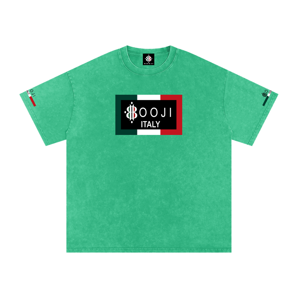 BOOJI ITALY ITALIAN FLAG 4 EVER $ LOGO SNOW WASHED T-SHIRT