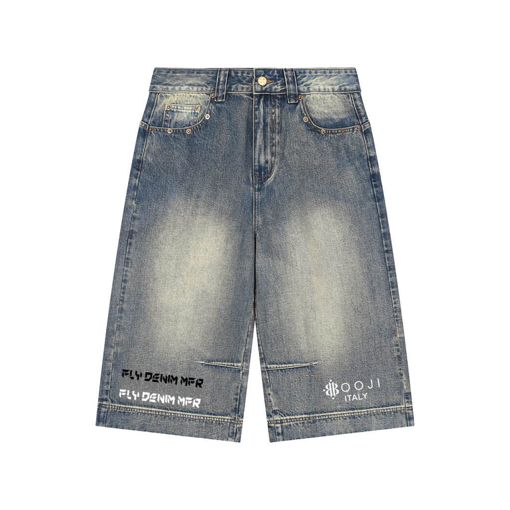 BOOJI ITALY "FLY DENIM MFR." VINTAGE WASH BAGGY SHORTS