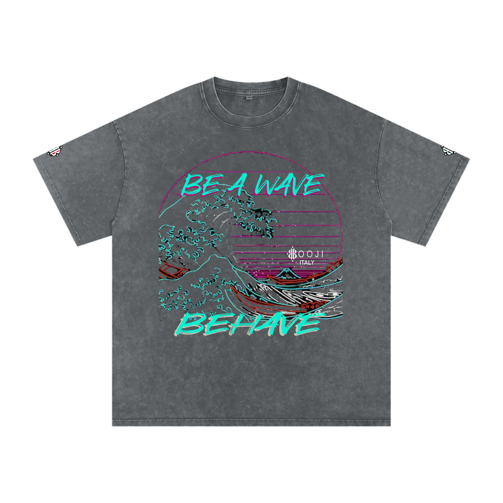 BOOJI ITALY "BE A WAVE, BEHAVE." SNOW WASHED T-SHIRT