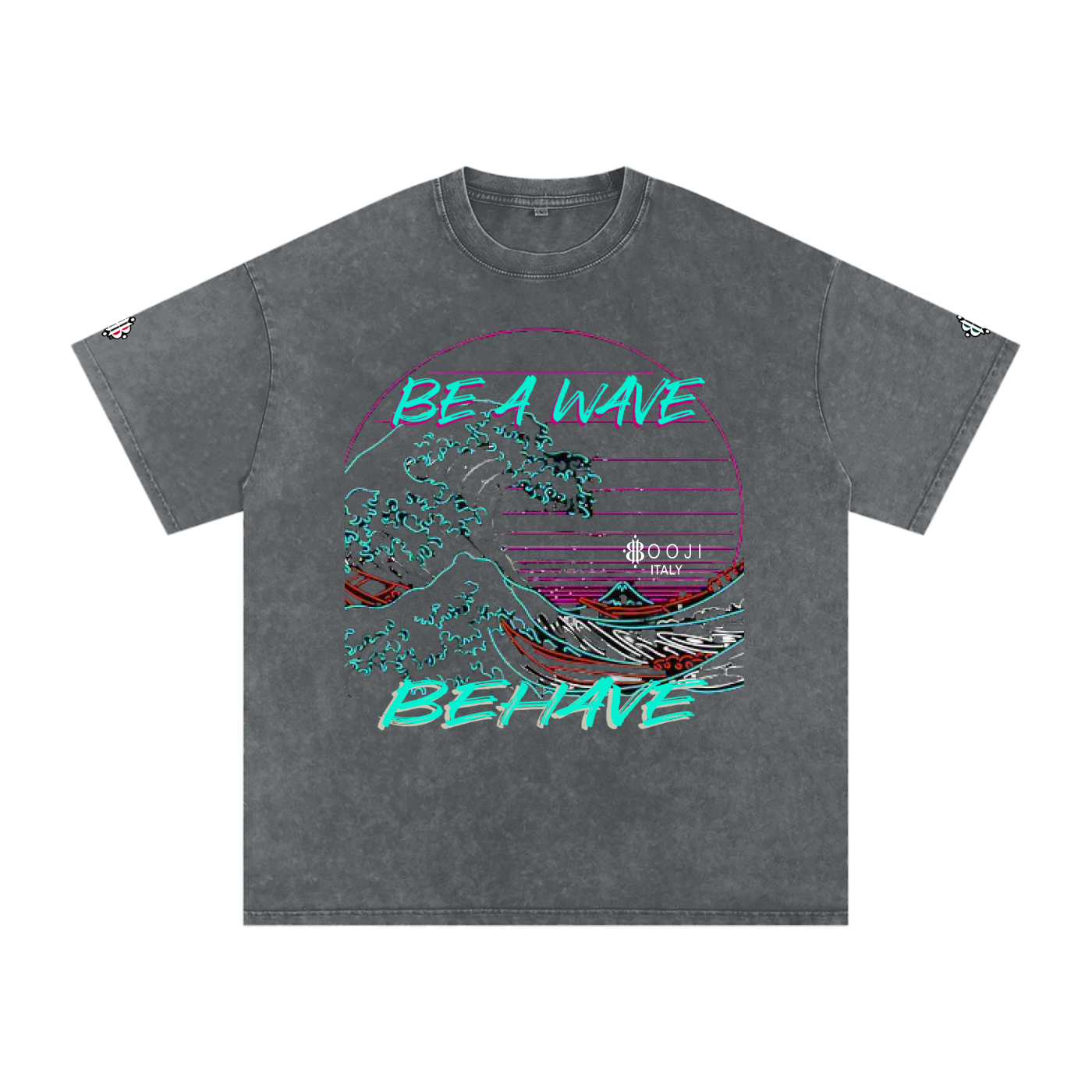 BOOJI ITALY "BE A WAVE, BEHAVE." SNOW WASHED T-SHIRT