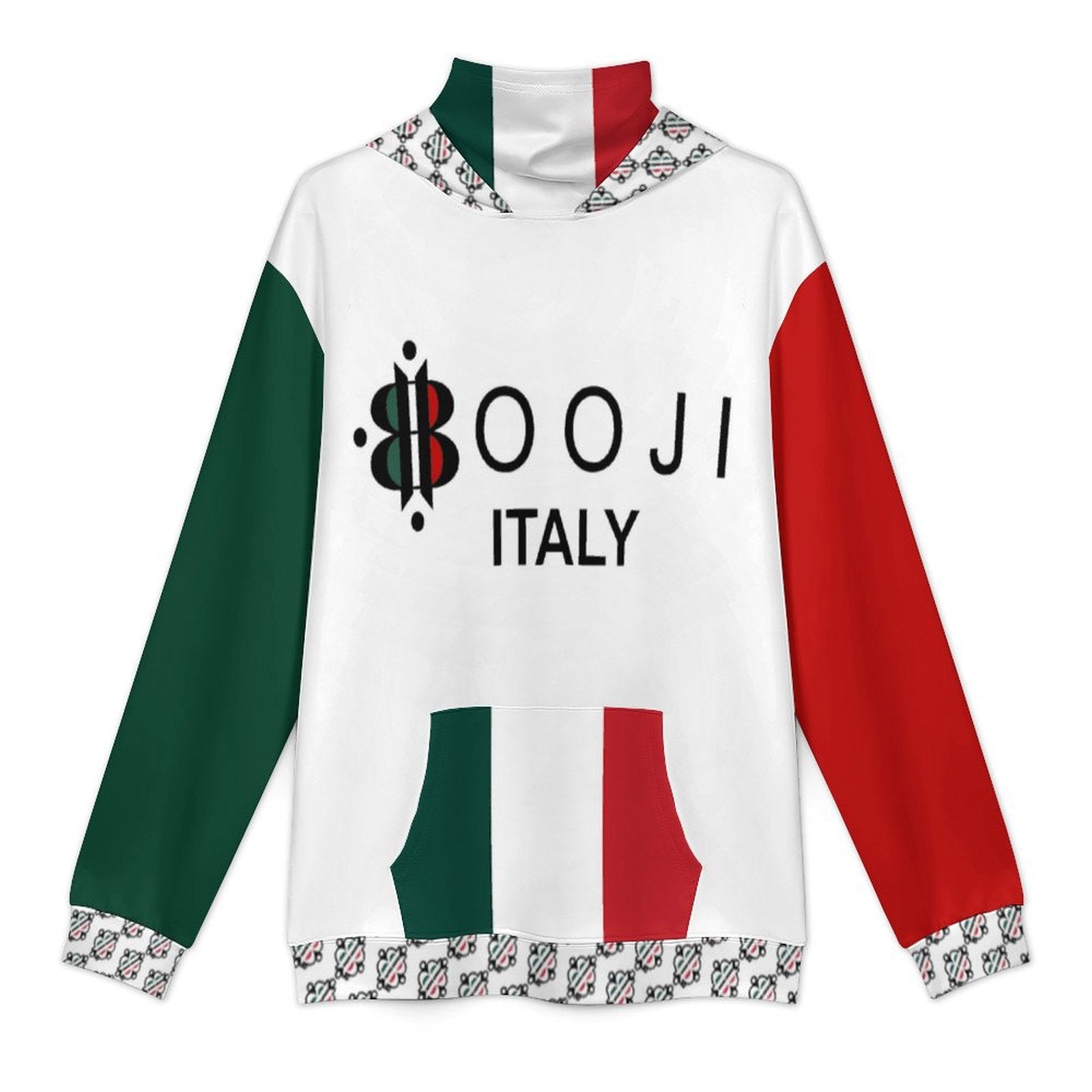 BOOJI LOGO PATTERN WHITE Men's Hoodie with Mask