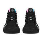 BOOJI ITALY 4 EVER $ LOGO PATTERN INVERTED MEN'S BLACK CANVAS SHOES