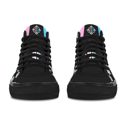 BOOJI ITALY 4 EVER $ LOGO PATTERN INVERTED MEN'S BLACK CANVAS SHOES