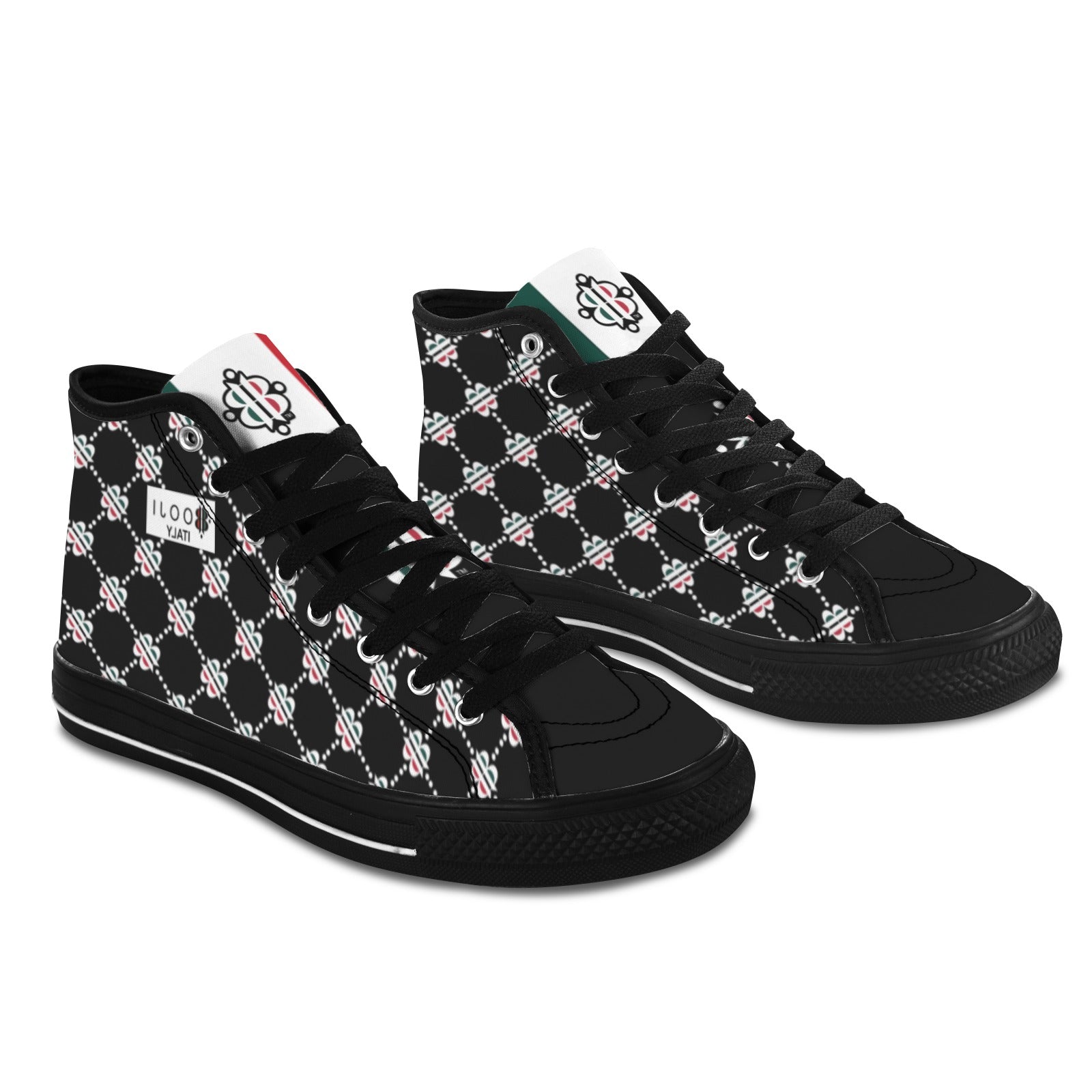 BOOJI LOGO PATTERN BLACK Vancouver High Top Canvas Women's Shoes (Model1013-1)