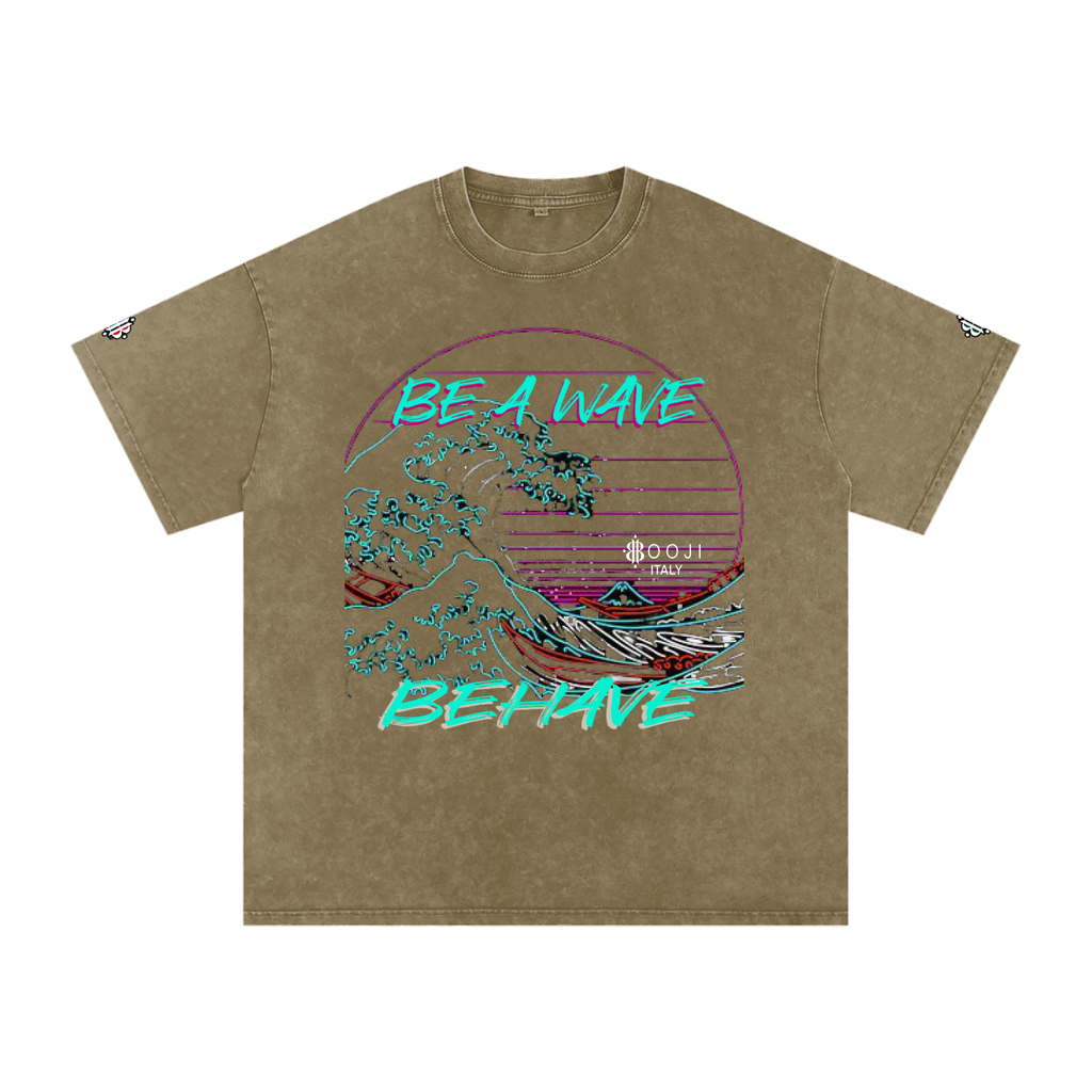 BOOJI ITALY "BE A WAVE, BEHAVE." SNOW WASHED T-SHIRT