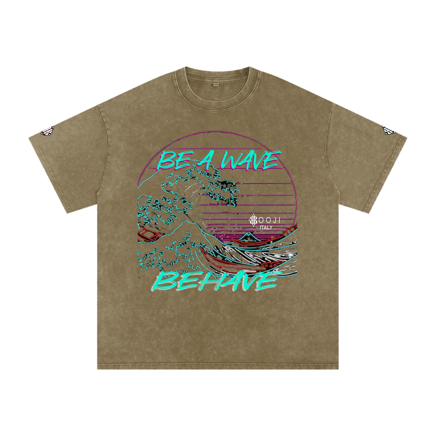 BOOJI ITALY "BE A WAVE, BEHAVE." SNOW WASHED T-SHIRT